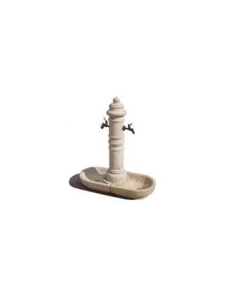 FONTANA DOPPIA IN CALCESTRUZZO CEMENTO COLORE BIANCO TRAVERTINO PER ESTERNO - cm 70x45x121h