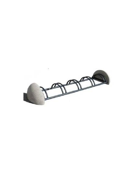 Portabici 5 posti con fianchi laterali in cemento - Colore bianco sabbiato - cm 235 x 56 x h 36