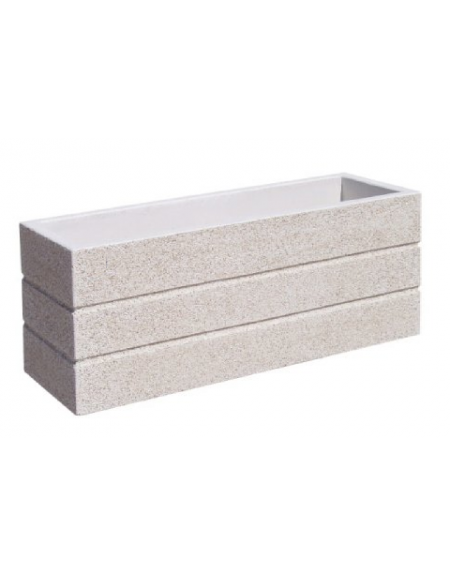 Fioriera rettangolare in cemento calcestruzzo per esterno - colore Bianco pietra - senza zoccolatura - cm 120x40x50h