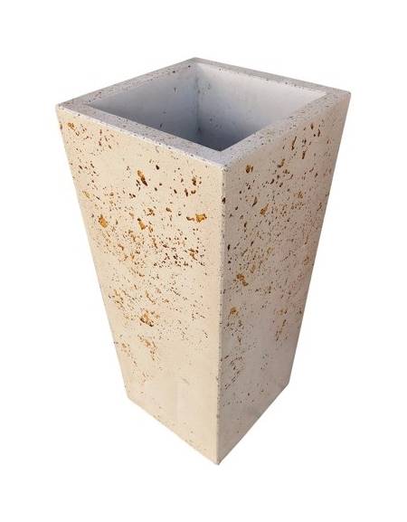 FIORIERA TRAPEZOIDALE IN CEMENTO CALCESTRUZZO COLORE BIANCO PIETRA PER ESTERNO - CM 45x45x140h