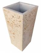 FIORIERA TRAPEZOIDALE IN CEMENTO CALCESTRUZZO COLORE GRIGIO TRAVERTINO PER ESTERNO - CM 45x45x140h