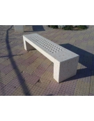 PANCHINA LINEARE CON FORI IN CEMENTO COLORE BIANCO PIETRA PER ESTERNO - CM 220X60X50H