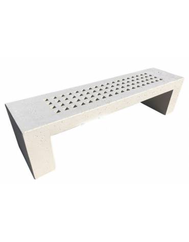 PANCHINA LINEARE CON FORI IN CEMENTO COLORE BIANCO PIETRA PER ESTERNO - CM 220X60X50H