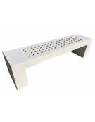 PANCHINA LINEARE CON FORI IN CEMENTO COLORE BIANCO SABBIATO PER ESTERNO - CM 220X60X50H