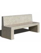 PANCHINA CON SCHIENALE IN CEMENTO E SEDUTA CON FORI COLORE GRIGIO SABBIATO - CM 220X60X90H