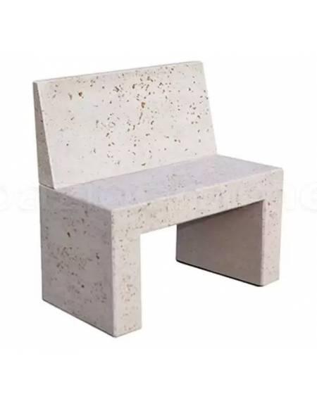 PANCHINA RETTANGOLARE CON SCHIENALE IN CEMENTO PER ARREDO URBANO - COLORE BIANCO PIETRA - CM 100X50X90H