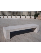 PANCHINA RETTANGOLARE MONOBLOCCO IN CEMENTO CALCESTRUZZO SPESSORE 17 CM - COLORE BIANCO SABBIATO - CM 170X50X50H