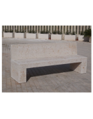 PANCHINA RETTANGOLARE CON SCHIENALE IN CEMENTO CALCESTRUZZO SPESSORE 17 CM - COLORE BIANCO PIETRA - CM 170X50X90H