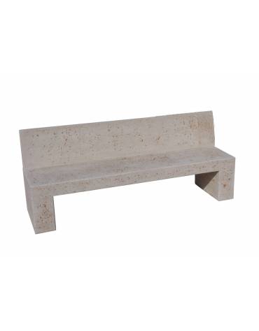 PANCHINA RETTANGOLARE CON SCHIENALE IN CEMENTO CALCESTRUZZO SPESSORE 17 CM - COLORE GRIGIO TRAVERTINO - CM 170X50X90H