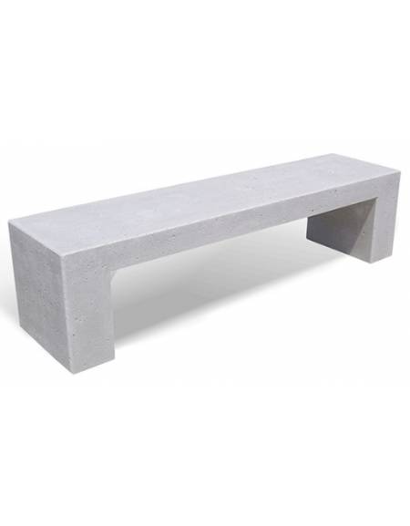 PANCHINA RETTANGOLARE MONOBLOCCO IN CEMENTO CALCESTRUZZO SPESSORE 19 CM - COLORE BIANCO SABBIATO - CM 200X50X50H