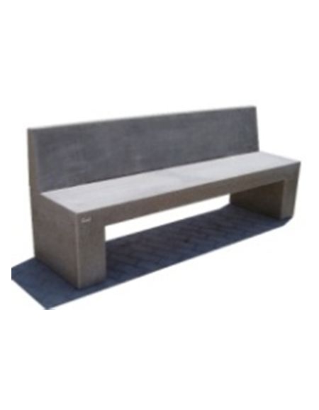 PANCHINA CON SCHIENALE IN CEMENTO SPESSORE CM 19 PER ARREDO URBANO - COLORE BIANCO PIETRA - CM 200X50X90H