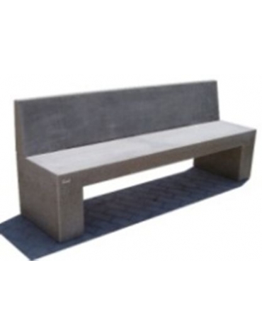 PANCHINA CON SCHIENALE IN CEMENTO SPESSORE CM 19 PER ARREDO URBANO - COLORE GRIGIO TRAVERTINO - CM 200X50X90H