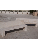 PANCHINA CON SCHIENALE IN CEMENTO SPESSORE CM 19 PER ARREDO URBANO - COLORE BIANCO PIETRA - CM 220X60X90H