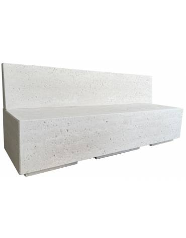 PANCHINA RETTANGOLARE CON SCHIENALE IN CEMENTO CALCESTRUZZO - COLORE BIANCO PIETRA - CM 200X60X85H