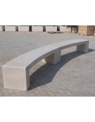 PANCHINA CURVA CONVESSA IN CEMENTO PER ARREDO URBANO - COLORE BIANCO TRAVERTINO - CM 200X50X50H