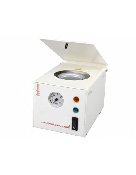 Sterilizzatore a biglie di vetro Quick in acciaio verniciato con castello in rame cromato - mm 130 x 130 x 190h