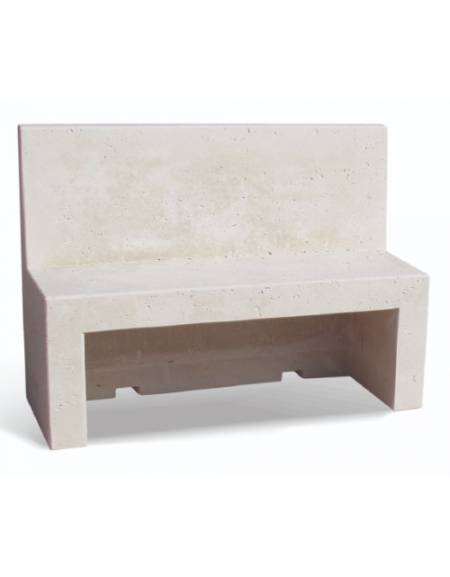 PANCHINA CON SCHIENALE PER ARREDO URBANO IN CEMENTO CALCESTRUZZO COLORE GRIGIO PIETRA - CM 170x50x100h