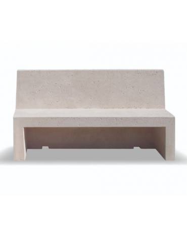 PANCHINA CON SCHIENALE PER ARREDO URBANO IN CEMENTO CALCESTRUZZO COLORE GRIGIO PIETRA - CM 200x50x100h