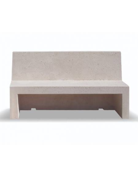 PANCHINA CON SCHIENALE PER ARREDO URBANO IN CEMENTO CALCESTRUZZO COLORE BIANCO PIETRA - CM 200x50x100h