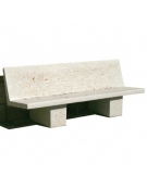 PANCHINA CON SPALLIERA IN CEMENTO CALCESTRUZZO PER ARREDO URBANO - COLORE BIANCO SABBIATO - CM 170X56X68H