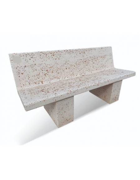 PANCHINA CON SPALLIERA IN GRANIGLIA DI MARMO SABBIATO PER ARREDO URBANO - COLORE A SCELTA - CM 170X56X68H