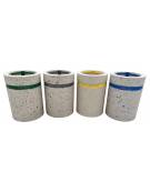 Set per raccolta differenziata composto da 4 cestoni portarifiuti cm Ø 50x70h cad. in cemento colore Bianco sabbiato