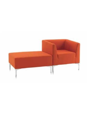 POUF RETTANGOLARE RIVESTITO IN TESSUTO O ECOPELLE, IGNIFUGO CLASSE 1IM - cm 120x60x40H