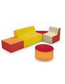 POUF ADULTO MORBIDO CON RIVESTITO ECOPELLE, IGNIFUGO CLASSE 1IM - cm 65x65x40H