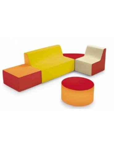 POUF ADULTO MORBIDO CON RIVESTITO ECOPELLE, IGNIFUGO CLASSE 1IM - cm 65x65x40H