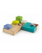 POUF ANGOLARE IN ECOPELLE IGNIFUGA CLASSE 1IM- cm 65x65x20H