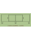 MOBILE CONTENITORE 2 ANTE COLORE A SCELTA + 2 VANI A GIORNO - STRUTTURA NOBILITATO BETULLA O LARICE - cm 138x41x44H