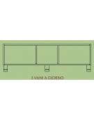 MOBILE CONTENITORE 3 VANI A GIORNO STRUTTURA NOBILITATO BETULLA O LARICE - cm 138x41x44H