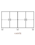 MOBILE CONTENITORE 4 ANTE - COLORE A SCELTA - 4 VANI INTERNI, STRUTTURA NOBILITATO BETULLA O LARICE - cm 138x41x80H