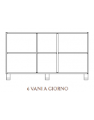 MOBILE CONTENITORE 6 VANI A GIORNO, STRUTTURA NOBILITATO BETULLA O LARICE - cm 138x41x80H