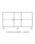 MOBILE CONTENITORE 2 ANTE COLORE A SCELTA + 2 VANI A GIORNO, STRUTTURA NOBILITATO BETULLA O LARICE - cm 138x41x80H