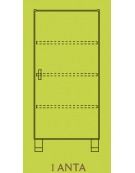 MOBILE CONTENITORE 1 ANTA - COLORE A SCELTA - 4 VANI INTERNI, STRUTTURA NOBILITATO BETULLA O LARICE - cm 36x41x114H