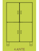 MOBILE CONTENITORE 4 ANTA - COLORE A SCELTA - 4 VANI INTERNI, STRUTTURA NOBILITATO BETULLA O LARICE - cm 70x41x114H