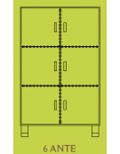 MOBILE CONTENITORE 6 ANTE - COLORE A SCELTA - 6 VANI INTERNI, STRUTTURA NOBILITATO BETULLA O LARICE - cm 70x41x114H