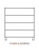 MOBILE CONTENITORE 4 VANI A GIORNO, STRUTTURA NOBILITATO BETULLA O LARICE - cm 104x41x114H