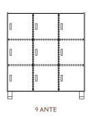 MOBILE CONTENITORE CON 9 ANTE - COLORE A SCELTA - STRUTTURA NOBILITATO BETULLA O LARICE - cm 104x41x114H