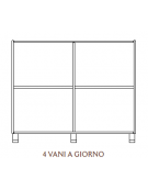 MOBILE CONTENITORE 4 VANI A GIORNO, STRUTTURA NOBILITATO BETULLA O LARICE - cm 138x41x114H