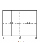 MOBILE CONTENITORE 4 ANTE - COLORE A SCELTA - 4 VANI INTERNI, STRUTTURA NOBILITATO BETULLA O LARICE - cm 138x41x114H