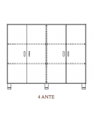 MOBILE CONTENITORE 4 ANTE - COLORE A SCELTA - 6 VANI INTERNI, STRUTTURA NOBILITATO BETULLA O LARICE - cm 138x41x114H