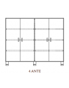 MOBILE CONTENITORE 4 ANTE - COLORE A SCELTA - 8 VANI INTERNI, STRUTTURA NOBILITATO BETULLA O LARICE - cm 138x41x114H