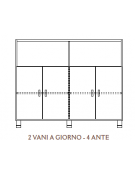 MOBILE 4 ANTE COLORE A SCELTA + 2 VANI A GIORNO, STRUTTURA NOBILITATO BETULLA O LARICE - cm 138x41x114H