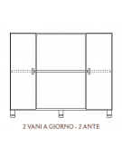 MOBILE 2 ANTE COLORE A SCELTA + 2 VANI A GIORNO, STRUTTURA NOBILITATO BETULLA O LARICE - cm 138x41x114H