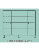 MOBILE CONTENITORE 2 ANTE - COLORE A SCELTA + 4 VANI A GIORNO, STRUTTURA NOBILITATO BETULLA O LARICE - cm 138x41x114H