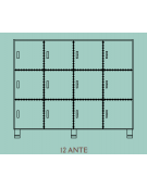 MOBILE CONTENITORE CON 12 ANTE - COLORE A SCELTA - STRUTTURA NOBILITATO BETULLA O LARICE - cm 138x41x114H