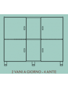 MOBILE CONTENITORE 4 ANTE - COLORE A SCELTA + 2 VANI A GIORNO, STRUTTURA NOBILITATO BETULLA O LARICE - cm 138x41x114H