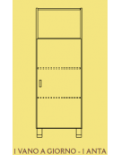 MOBILE A 1 ANTA - COLORE A SCELTA - 3 VANI INTERNI + 1 VANO A GIORNO, STRUTTURA NOBILITATO BETULLA O LARICE - cm 53x41x148H